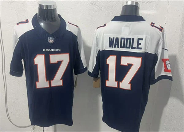 Mens Denver Broncos #17 Jaylen Waddle Navy White Gratitude Limited Football Jersey