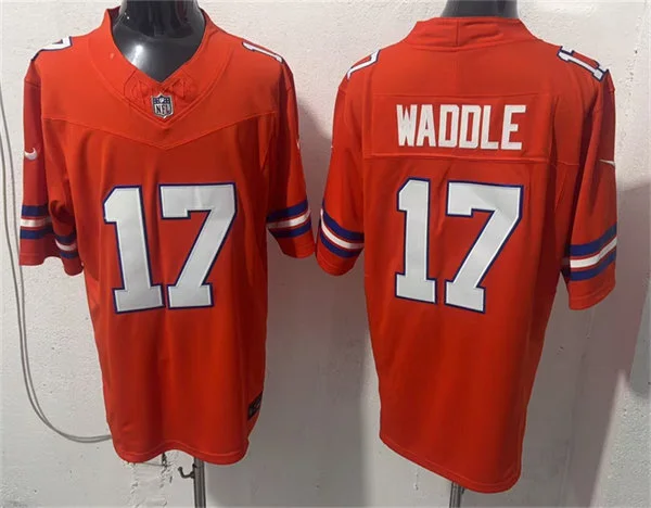 Mens Denver Broncos #17 Jaylen Waddle Nike Orange Mile High Collection 1977 Throwback F.U.S.E. Limited Jersey