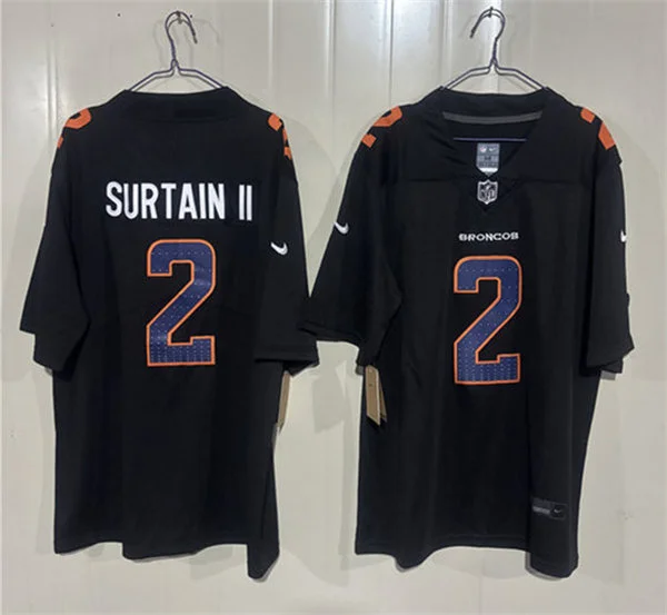 Mens Denver Broncos #2 Patrick Surtain II Nike Carbon Black Fashion Game Jersey