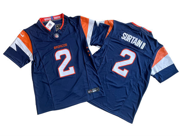 Men's Denver Broncos #2 Patrick Surtain II Nike Navy Alternate Vapor F.U.S.E. Limited Jersey