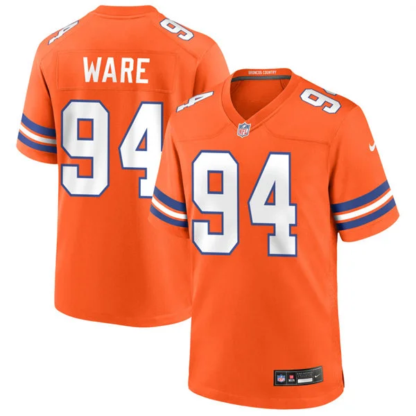 Men's Denver Broncos #94 DeMarcus Ware Orange Mile High Collection 1977 Throwback F.U.S.E. Limited Jersey