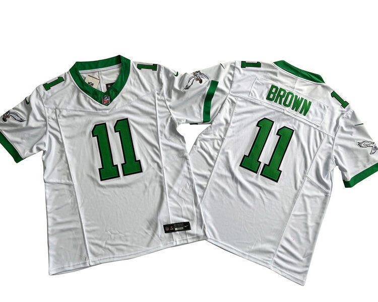 Mens Philadelphia Eagles #11 A.J. Brown Nike White  1996 Retro F.U.S.E. Limited Jersey