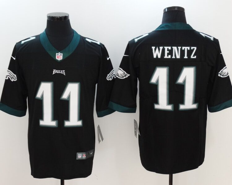 Men's Philadelphia Eagles #11 Carson Wentz Nike Black NFL Vapor Limited Jersey