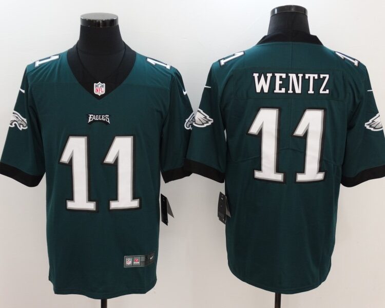 Men's Philadelphia Eagles #11 Carson Wentz Nike Green NFL Vapor Limited Jersey