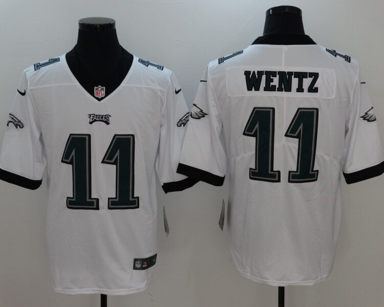 Men's Philadelphia Eagles #11 Carson Wentz Nike White NFL Vapor Limited Jersey