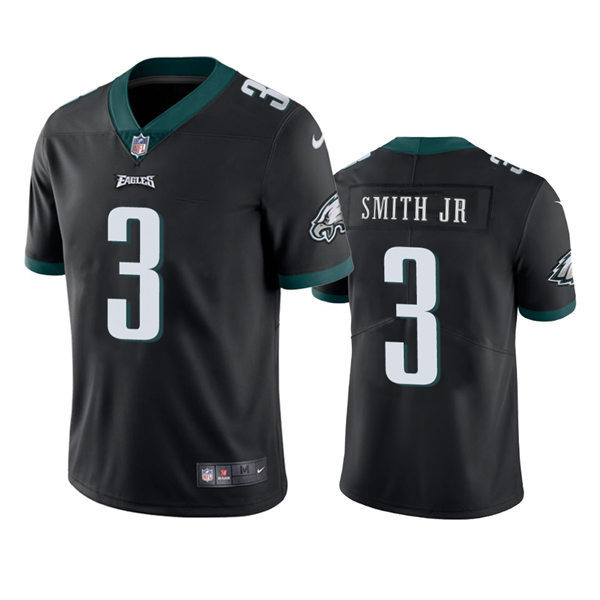 Mens Philadelphia Eagles #3 Nolan Smith Jr Nike Black Vapor Limited Player Jersey