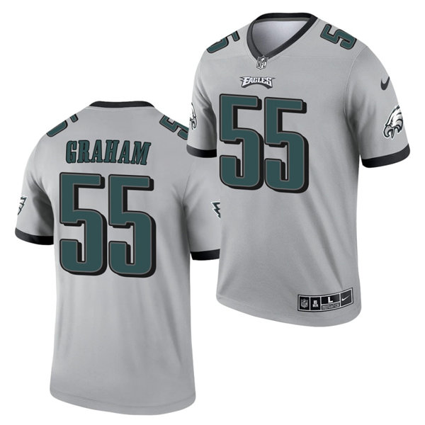 Mens Philadelphia Eagles #55 Brandon Graham Nike 2021 Silver Inverted Legend Jersey
