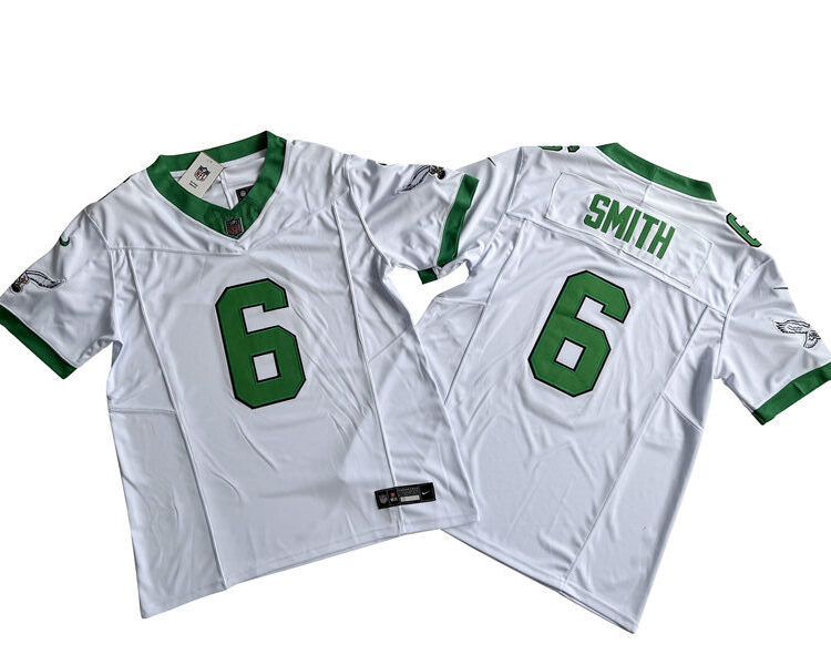 Mens Philadelphia Eagles #6 DeVonta Smith 2023 Nike White 1996 Retro Nike Vapor F.U.S.E. Limited Jersey