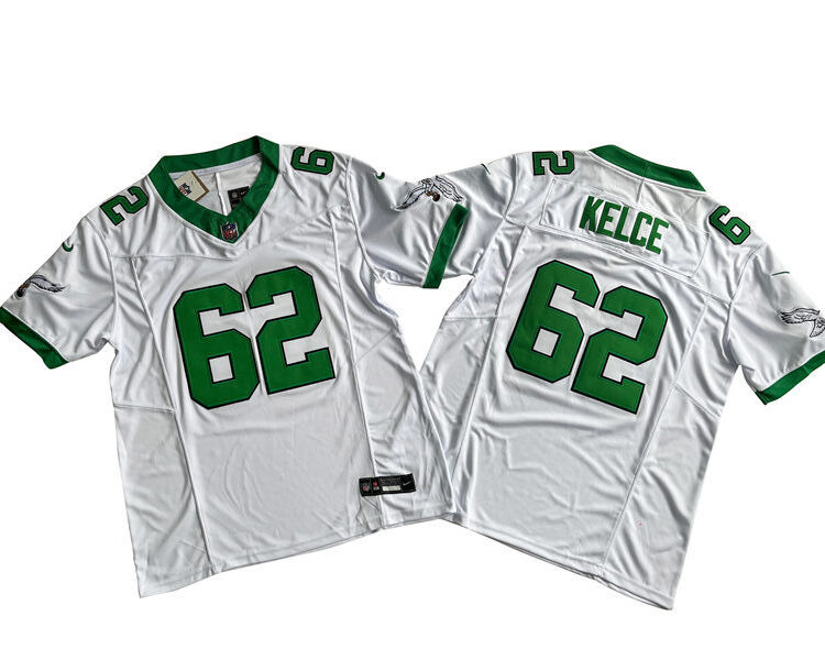 Mens Philadelphia Eagles #62 Jason Kelce 2023 Nike White 1996 Retro Vapor F.U.S.E. Limited Jersey