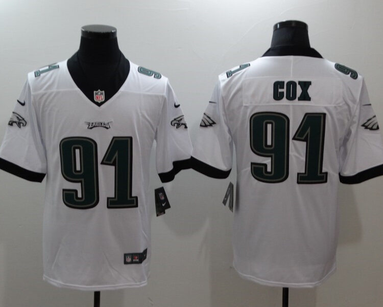 Men's Philadelphia Eagles #91 Fletcher Cox Nike White NFL Vapor Limited Jersey
