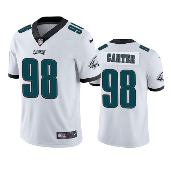Mens Philadelphia Eagles #98 Jalen Carter Nike White Vapor Limited Player Jersey