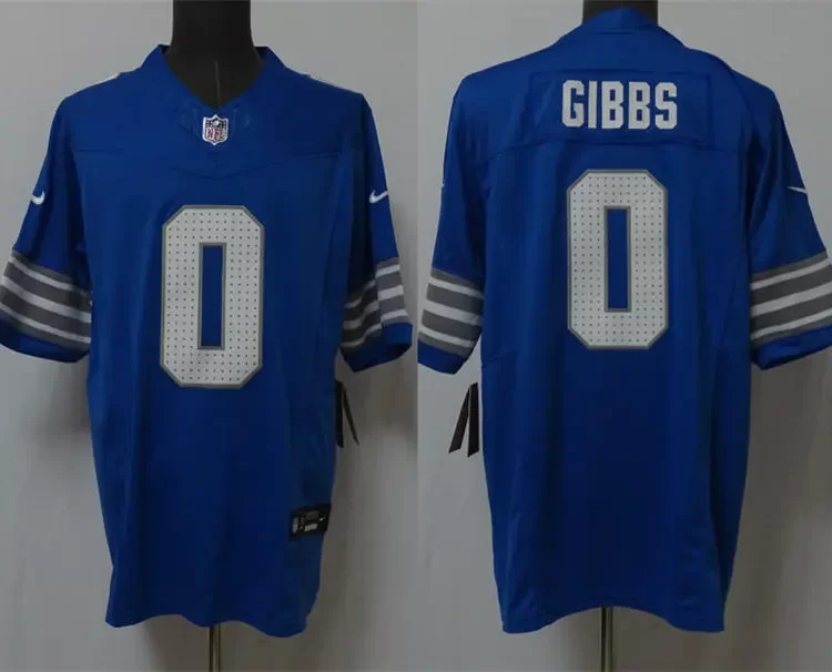 Mens Detroit Lions #0 Jahmyr Gibbs Nike 2025 Blue Vapor F.U.S.E. Limited Jersey
