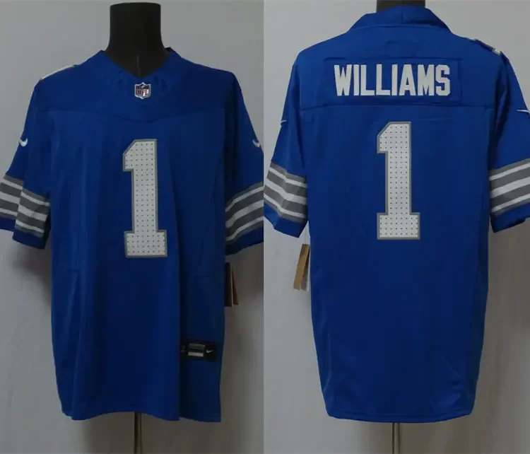 Mens Detroit Lions #1 Jameson Williams Nike 2025 Blue Vapor F.U.S.E. Limited Jersey