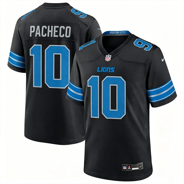 Mens Detroit Lions #10 Isiah Pacheco Nike Black 2nd Alternate Vapor F.U.S.E. Limited Jersey