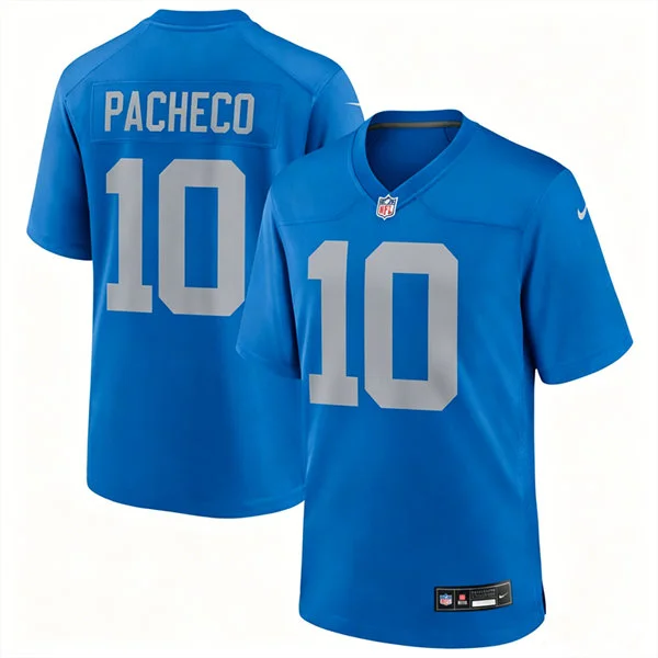 Mens Detroit Lions #10 Isiah Pacheco Nike Royal Alternate Retro F.U.S.E. Limited Jersey