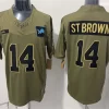 Mens Detroit Lions #14 Amon-Ra St. Brown Nike 2025 Salute to Service Limited Jersey - Olive