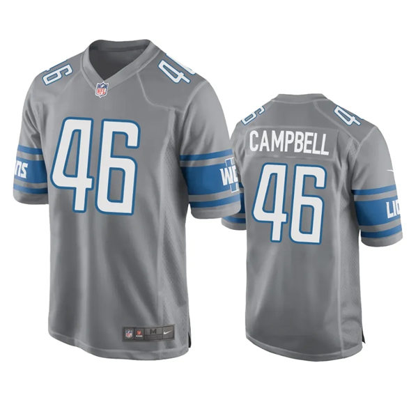 Mens Detroit Lions #46 Jack Campbell Nike Steel Alternate Team Vapor Limited Jersey