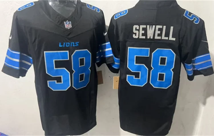 Mens Detroit Lions #58 Penei Sewell Nike 2024 Black 2nd Alternate Vapor F.U.S.E. Limited Jersey
