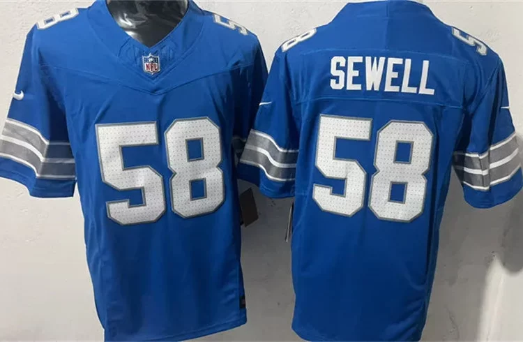 Mens Detroit Lions #58 Penei Sewell Nike 2024 Blue Vapor F.U.S.E. Limited Jersey