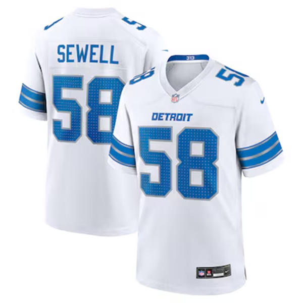 Mens Detroit Lions #58 Penei Sewell Nike White Vapor F.U.S.E. Limited Player Jersey