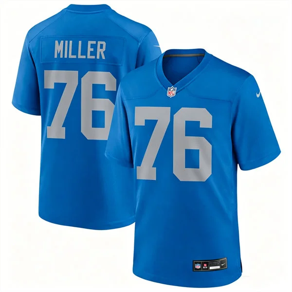 Mens Detroit Lions #76 Blake Miller Nike Royal Alternate Retro F.U.S.E. Limited Jersey