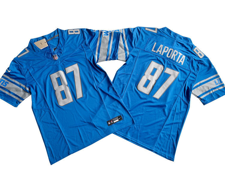 Mens Detroit Lions #87 Sam LaPorta Nike Blue F.U.S.E. Vapor Limited Jersey