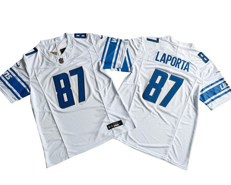 Mens Detroit Lions #87 Sam LaPorta Nike White F.U.S.E. Vapor Limited Jersey