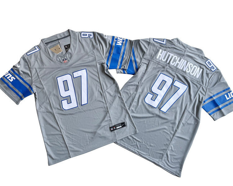 Men's Detroit Lions #97 Aidan Hutchinson Nike Steel Alternate F.U.S.E. Vapor Limited Jersey