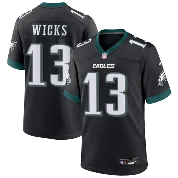 Mens Philadelphia Eagles #13 Dontayvion Wicks Nike Black Alternate F.U.S.E. Vapor Limited Jersey