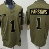 Mens Green Bay Packers #1 Micah Parsons Nike 2025 Salute to Service Limited Jersey - Olive