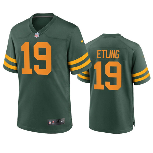 Mens Green Bay Packers #19 Danny Etling 2021 Green Alternate Retro Throwback Jersey