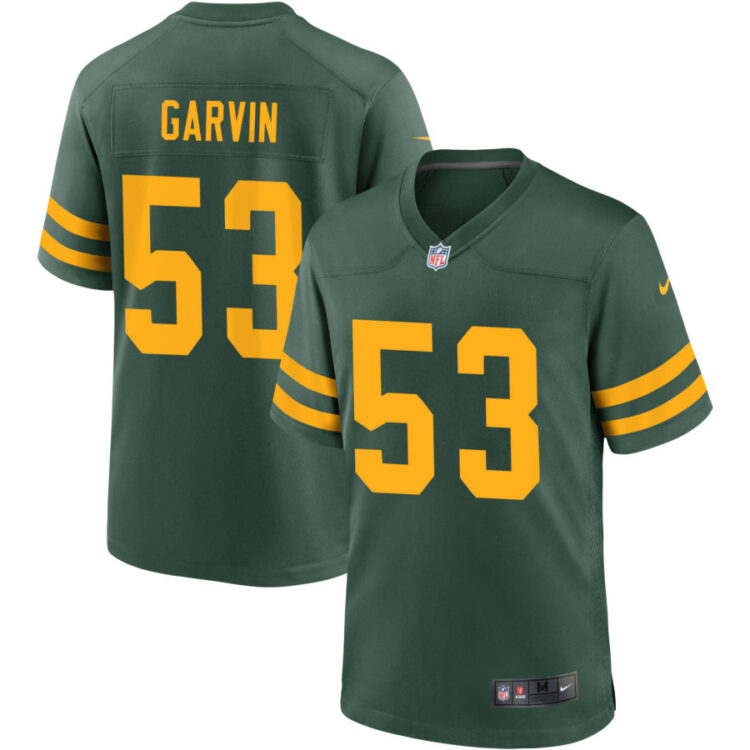 Mens Green Bay Packers #53 Jonathan Garvin Nike 2021 Green Alternate Retro 1950s Throwback Jersey