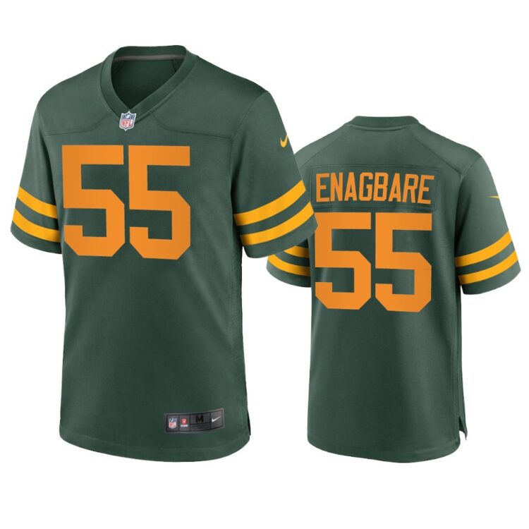 Mens Green Bay Packers #55 Kingsley Enagbare 2021 Green Alternate Retro Throwback Jersey