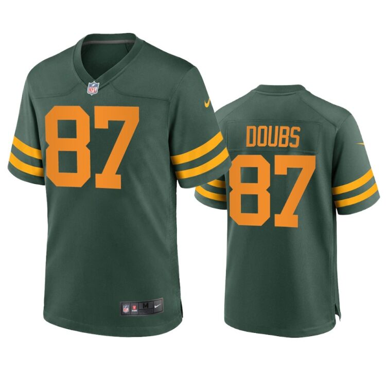 Mens Green Bay Packers #87 Romeo Doubs 2021 Green Alternate Retro Throwback Jersey