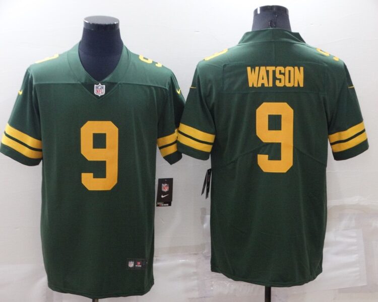 Mens Green Bay Packers #9 Christian Watson 2021 Green Alternate Retro Throwback Jersey