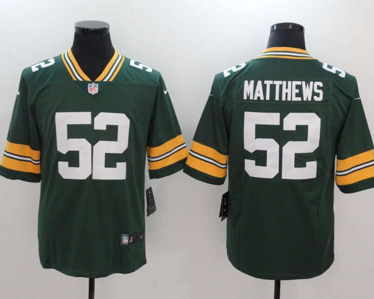 Mens Green Bay Packers Retired Player #52 Clay Matthews Player Nike Green Game Football Jersey