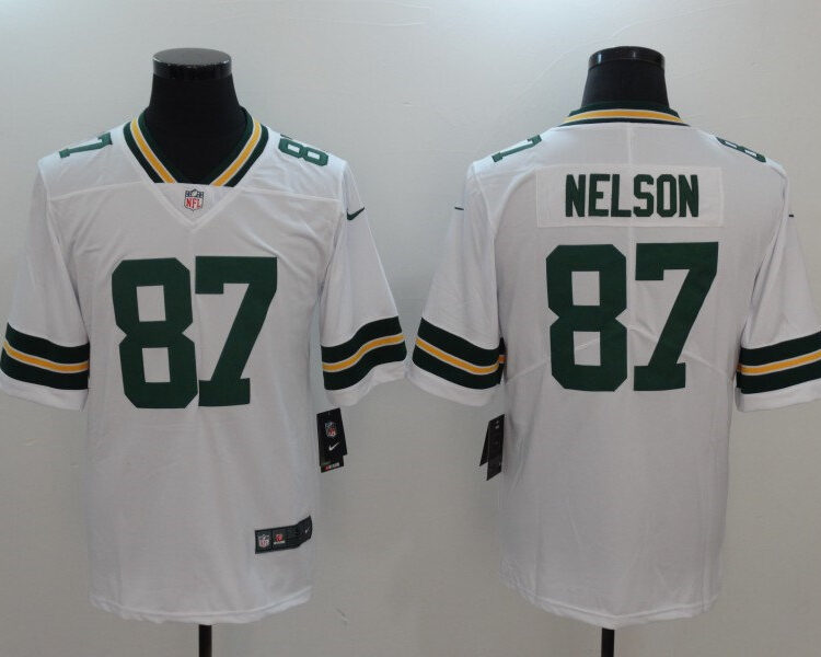 Mens Green Bay Packers Retired Player #87 Jordy Nelson Player Nike White Game Football Jersey