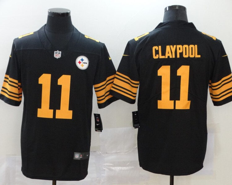 Men's Pittsburgh Steelers #11 Chase Claypool Nike Black Vapor Untouchable Color Rush Jersey