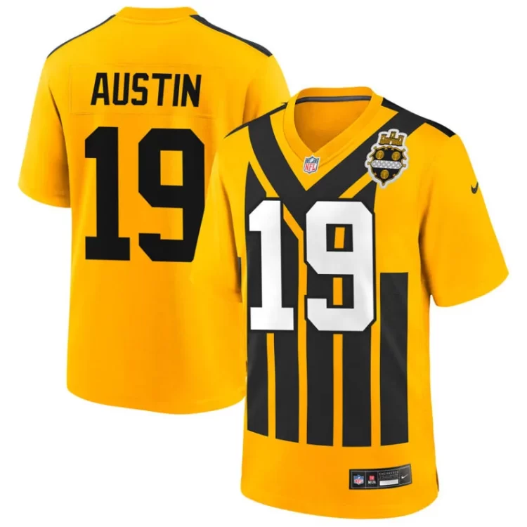 Men's Pittsburgh Steelers #19 Calvin Austin Nike Gold Alternate 1933 Throwback Game Jersey