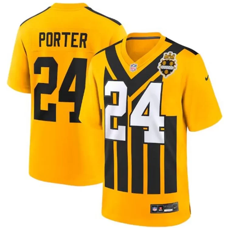 Men's Pittsburgh Steelers #24 Joey Porter Jr. Nike Gold Alternate 1933 Throwback Game Jersey
