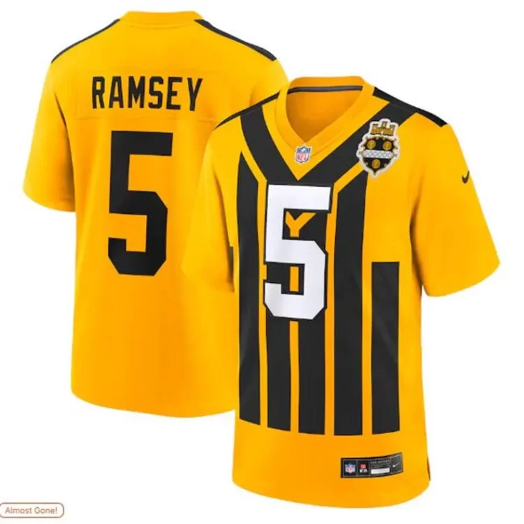 Men's Pittsburgh Steelers #5 Jalen Ramsey Nike Gold Alternate 1933 Throwback Game Jersey