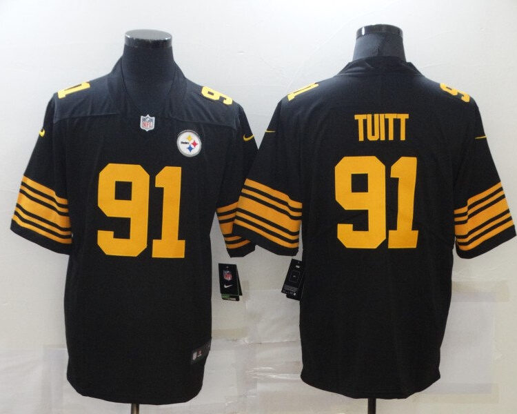 Men's Pittsburgh Steelers #55 Devin Bush Jr Nike Black Vapor Untouchable Color Rush Jersey
