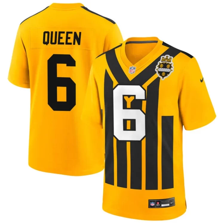 Men's Pittsburgh Steelers #6 Patrick Queen Nike Gold Alternate 1933 Throwback Game Jersey