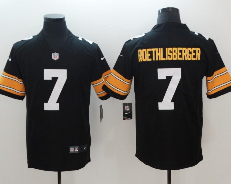Men's  Pittsburgh Steelers #7 Ben Roethlisberger Nike Black Big Number Limited Jersey