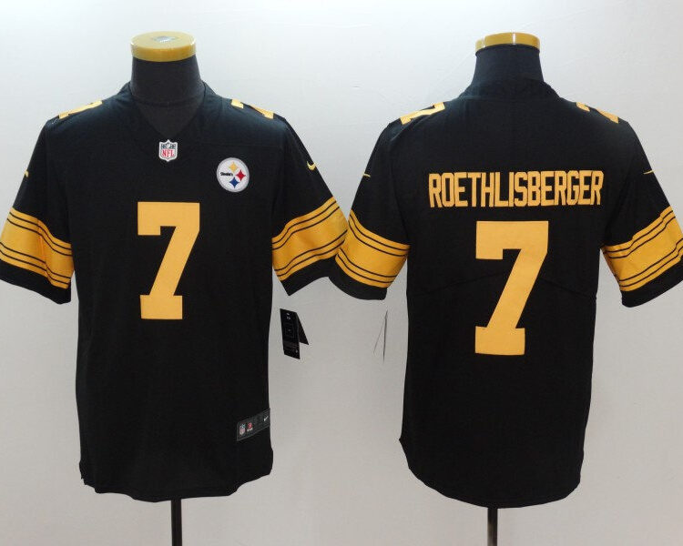 Men's Pittsburgh Steelers #7 Ben Roethlisberger Nike Black Vapor Untouchable Color Rush Jersey