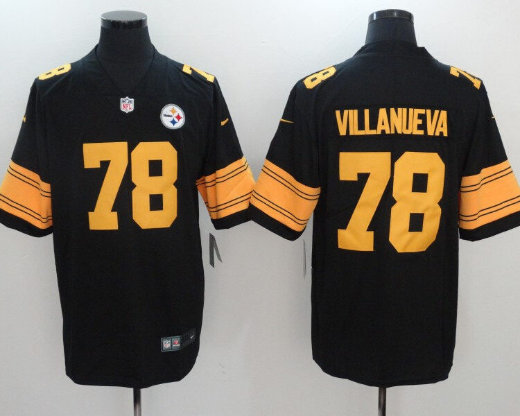 Men's Pittsburgh Steelers #78  Alejandro Villanueva Nike Black Vapor Untouchable Elite Color Rush Jersey