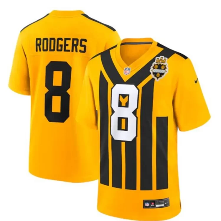 Men's Pittsburgh Steelers #8 Aaron Rodgers Nike Gold Alternate 1933 Throwback Game Jersey