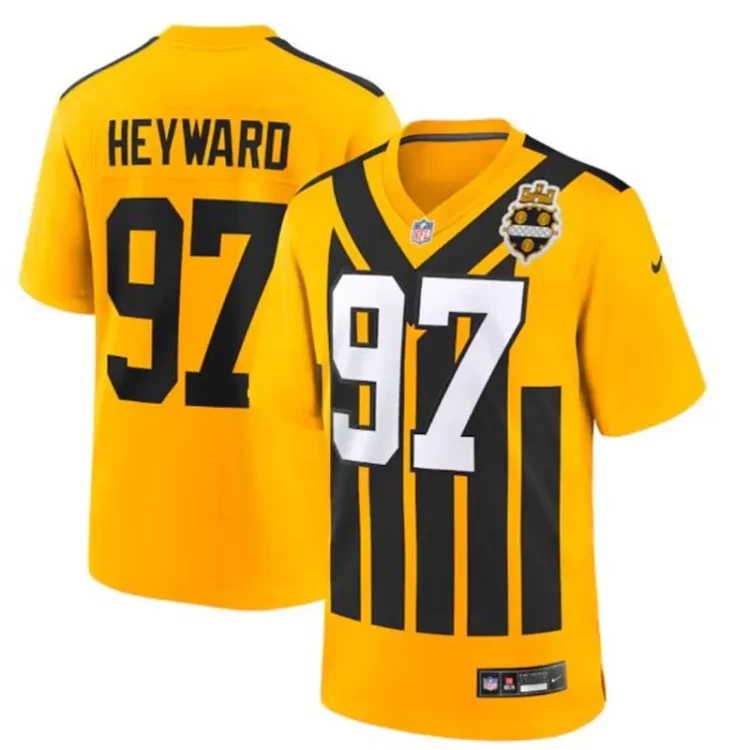 Mens Pittsburgh Steelers #97 Cameron Heyward Nike Gold Alternate 1933 Throwback Game Jersey