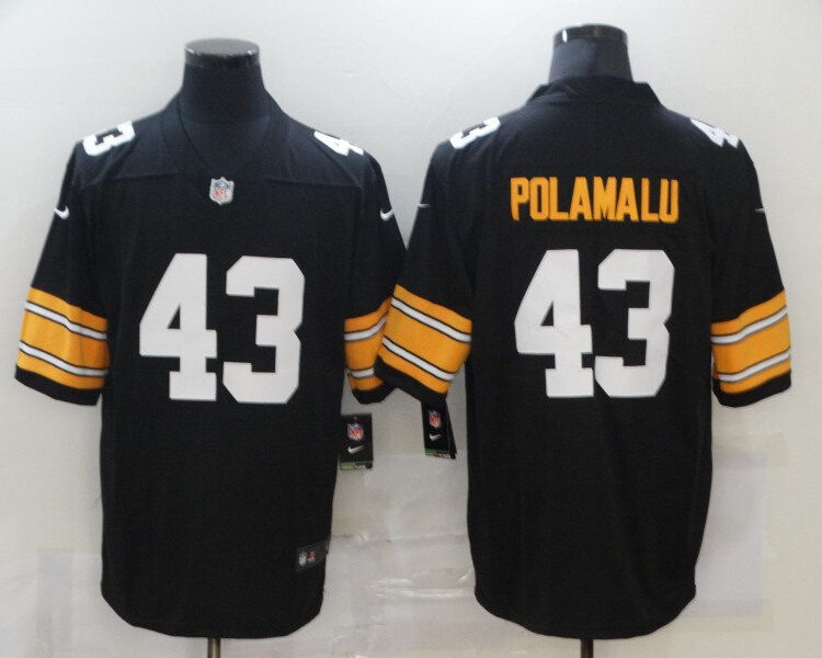 Men's Pittsburgh Steelers Retired Player  #43 Troy Polamalu Nike Black Big Number Alternate Limited Jersey