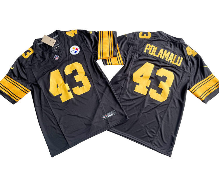Men's Pittsburgh Steelers Retired Player #43 Troy Polamalu Nike Black Color Rush Nike Vapor F.U.S.E. Limited Jersey